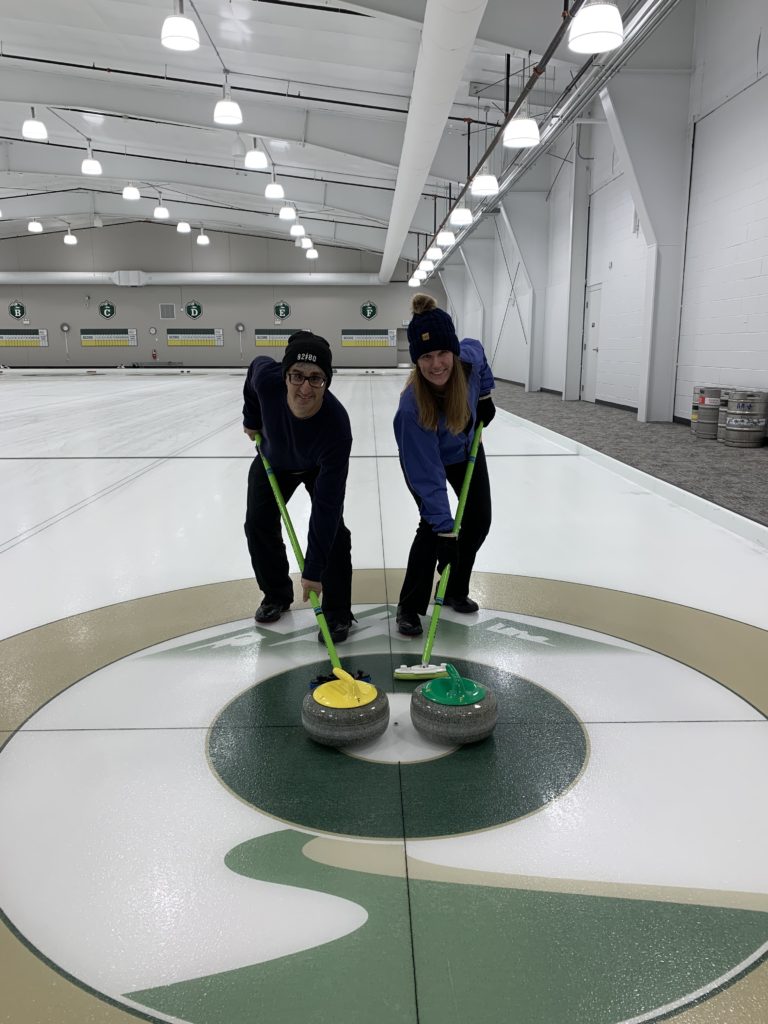 Len and Kristen try curling.